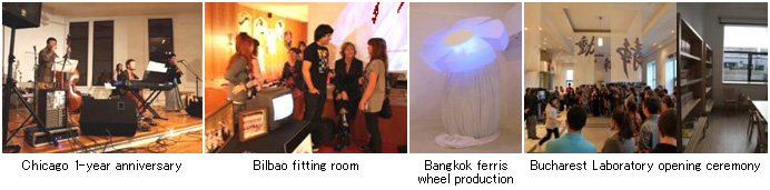 Chicago 1-year anniversary / Bilbao fitting room / Bangkok ferris wheel production / Bucharest Laboratory opening ceremony
