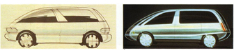 Sketches of the first-generation Estima created at Calty